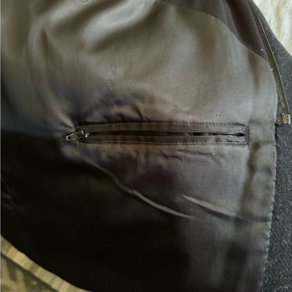 Black Wool/Polyester Jacket With Zipper Detail - image 5